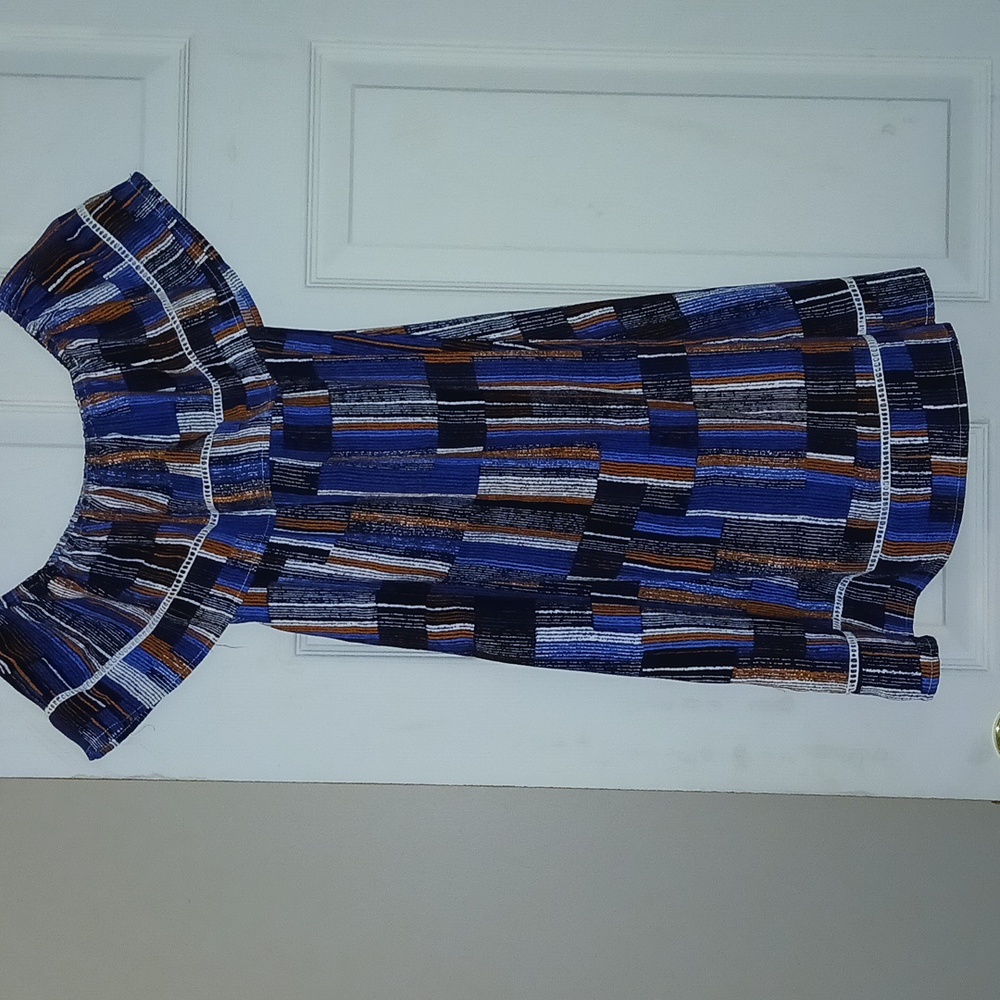 She + Sky Striped Blue and Orange Dress